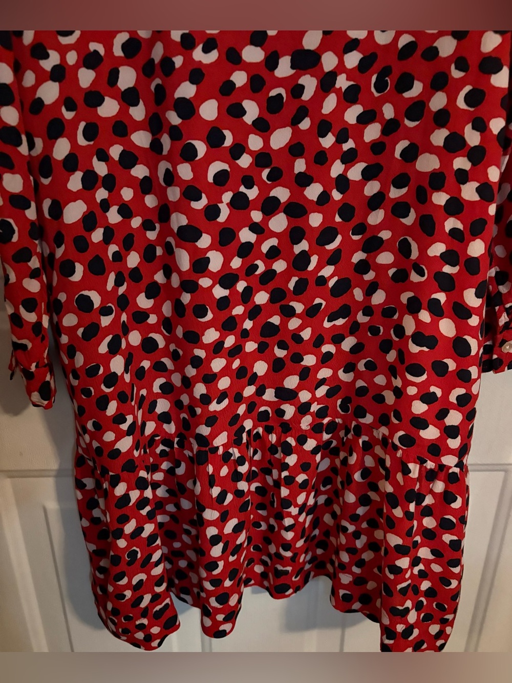 Free Assembly Red Abstract Spot Ruffle-Hem Tunic XS - Picture 5 of 14